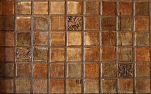 golden painted Egyptian bathroom tiles