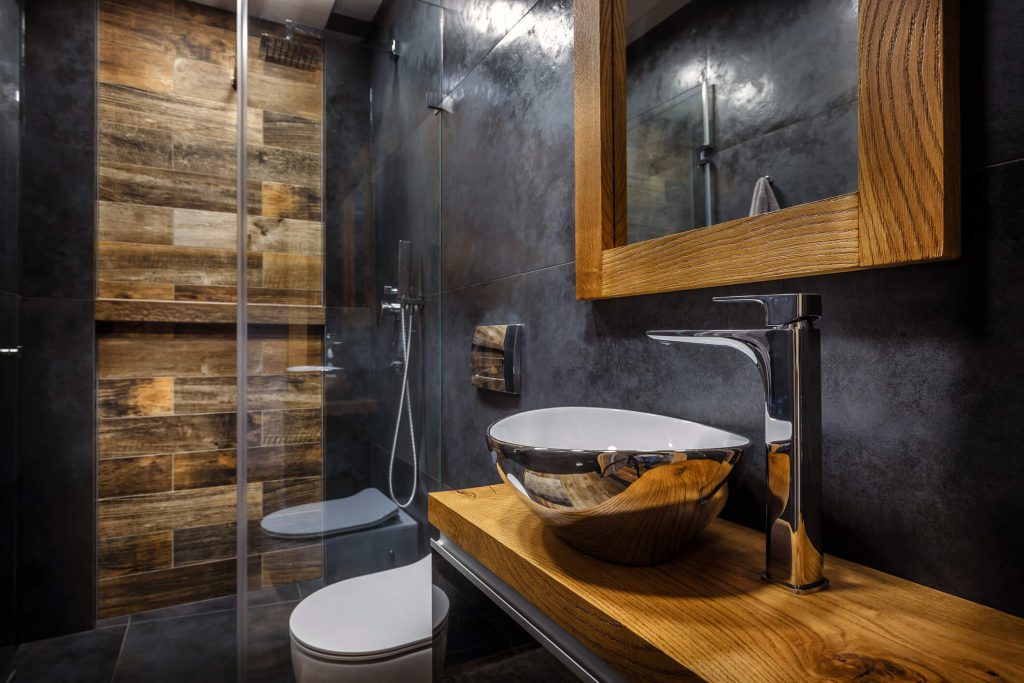 Dark Tiled Bathroom